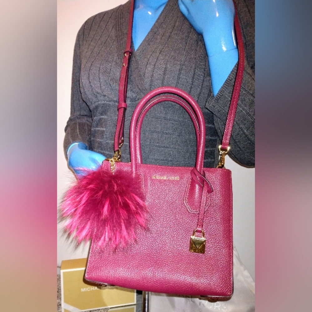 Michael Kors Cranberry Mercer Bag and Fur Charm